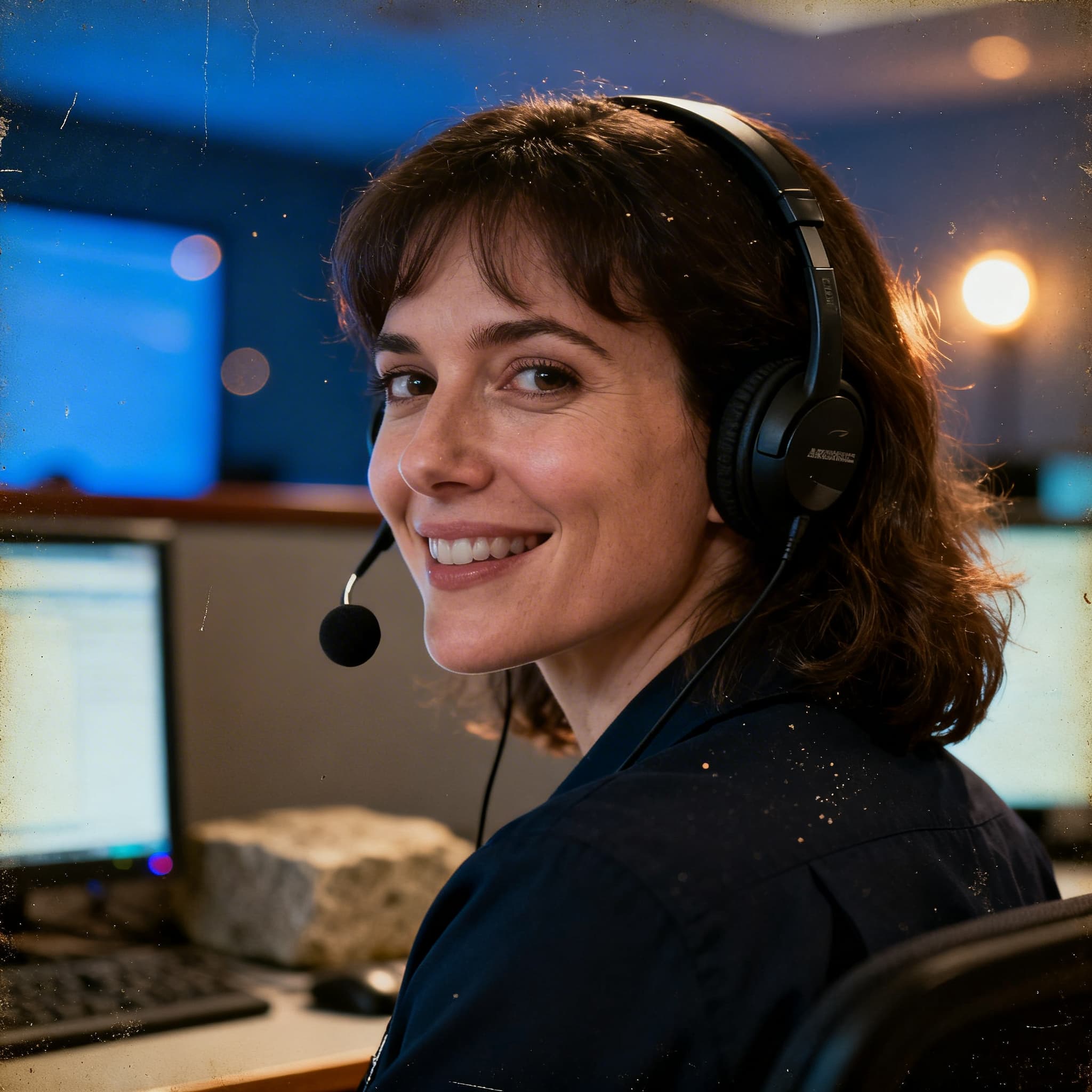 Emergency monitoring operator responding to a call